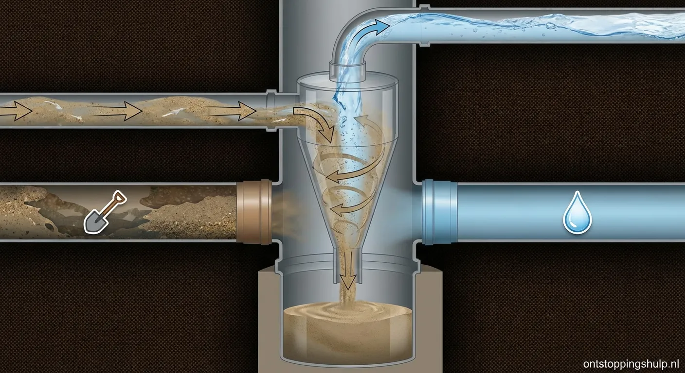 Hydrocycloon zand scheidingsinstallatie in werking
