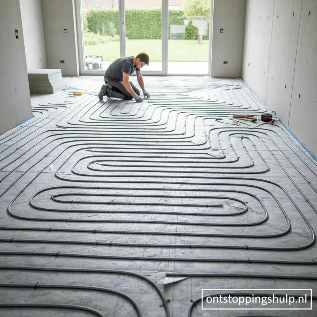 Rollen polybuteen buizen voor de installatie van vloerverwarming.