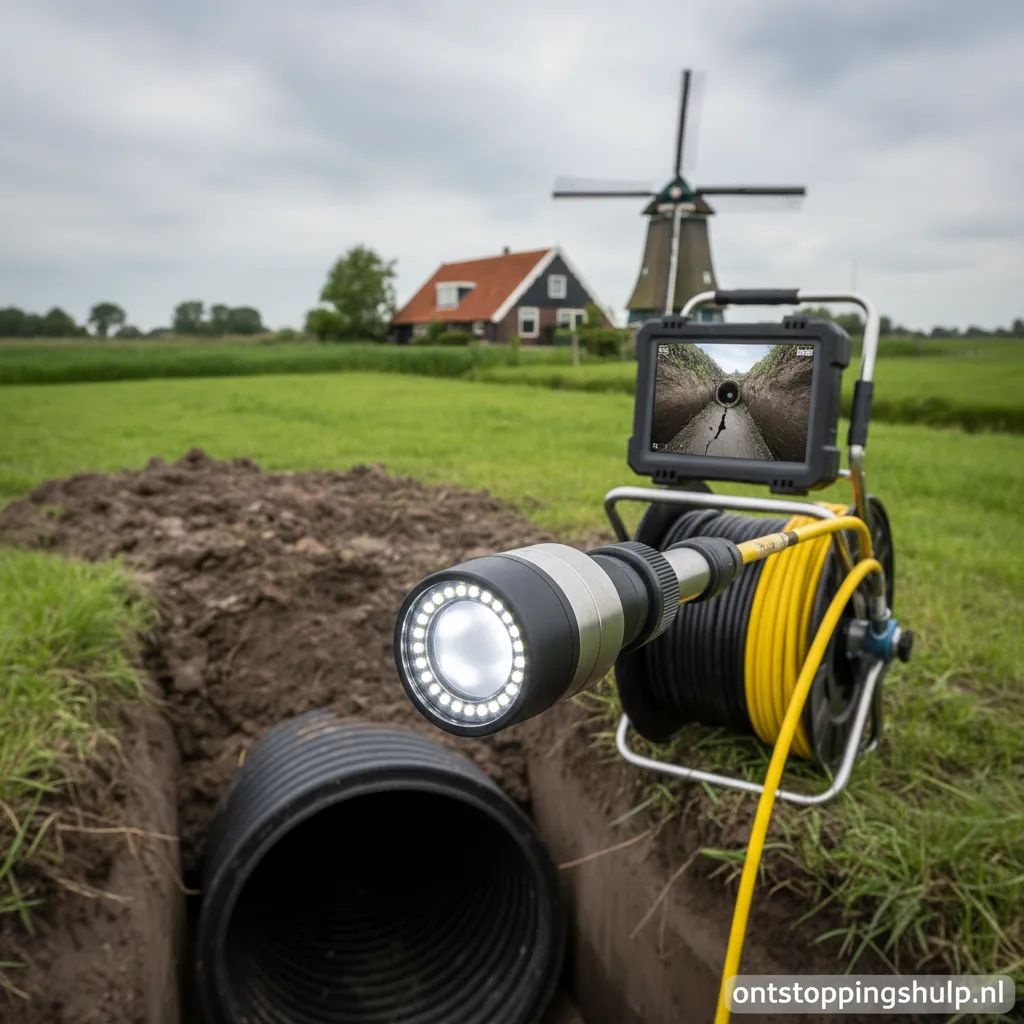Specialist voert een rioolcamera inspectie uit in Friesland